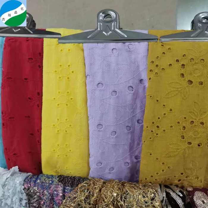 African cotton embroidery lace fabric with holes nigerian swiss lace embroidered stock fabric