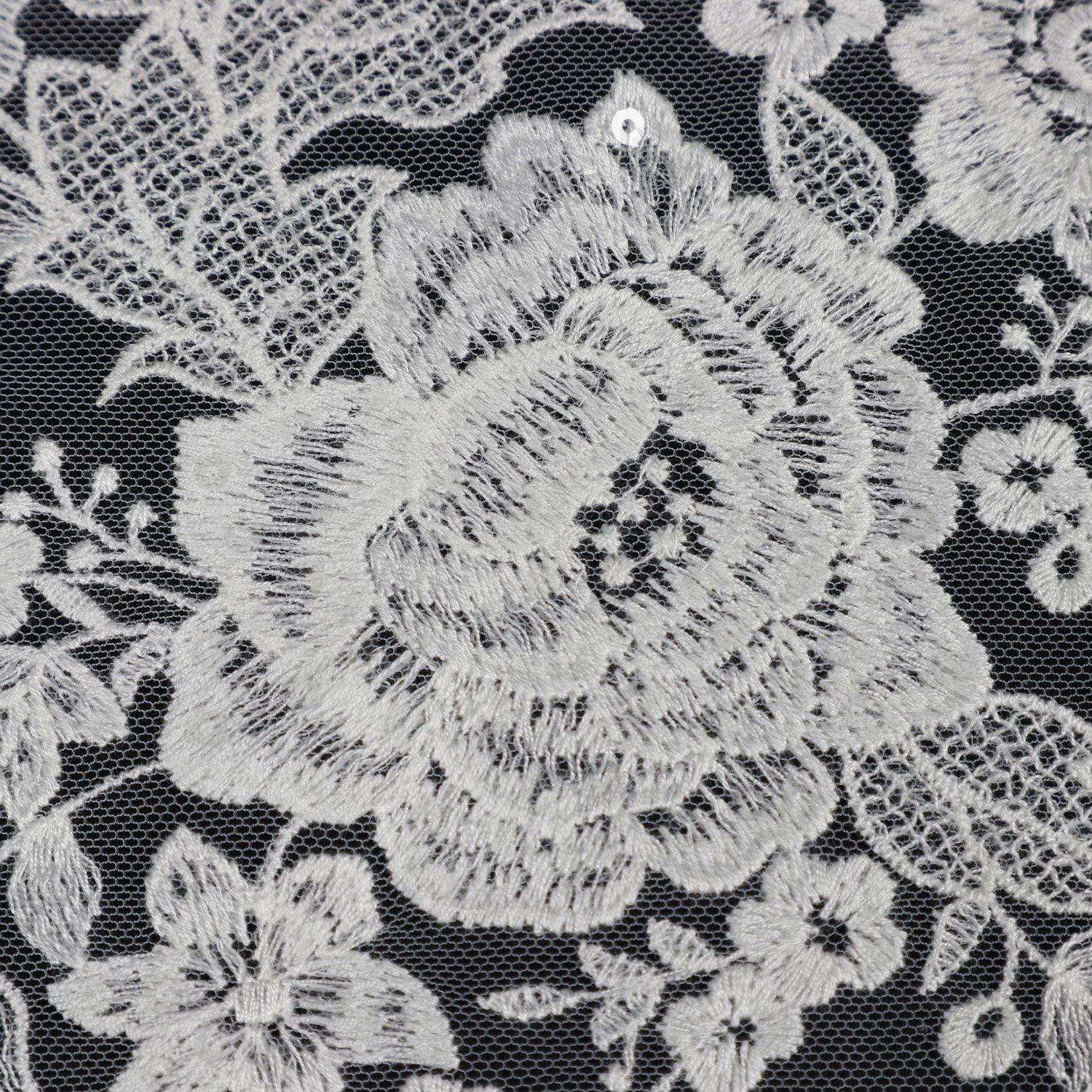 New elegant flower pattern beautiful cotton plain flat embroidery threads with soft tulle lace fabric