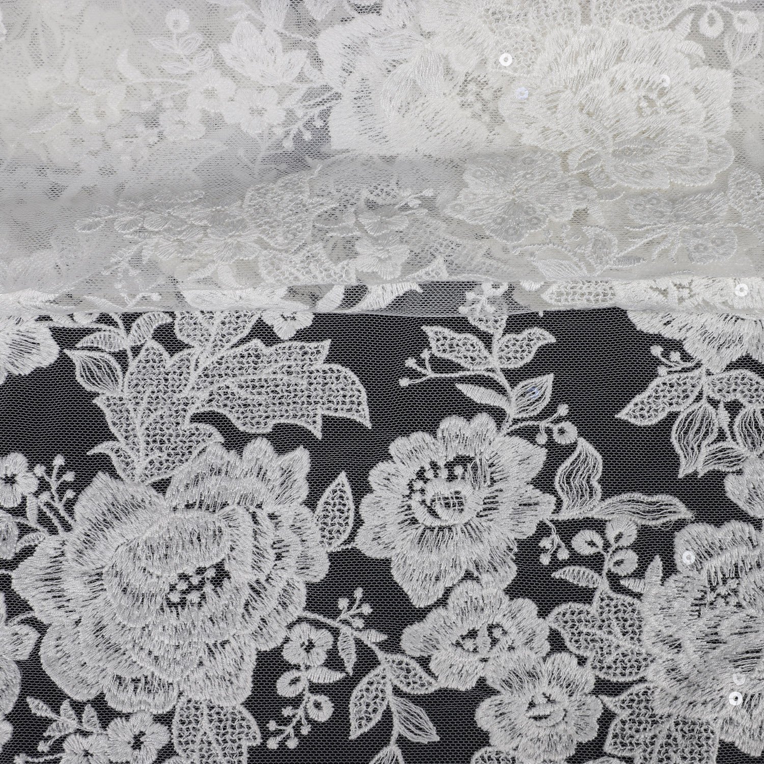 New elegant flower pattern beautiful cotton plain flat embroidery threads with soft tulle lace fabric