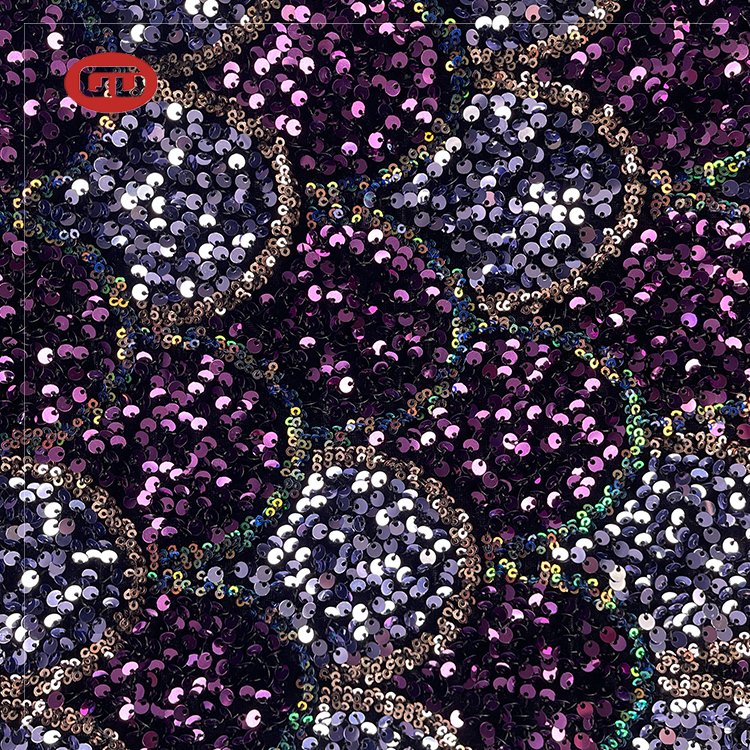 Factory manufacturer beautiful african embroidery with sequins velvet sequin lace fabric for women party dress