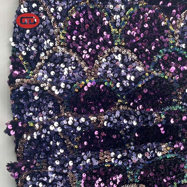 Factory manufacturer beautiful african embroidery with sequins velvet sequin lace fabric for women party dress