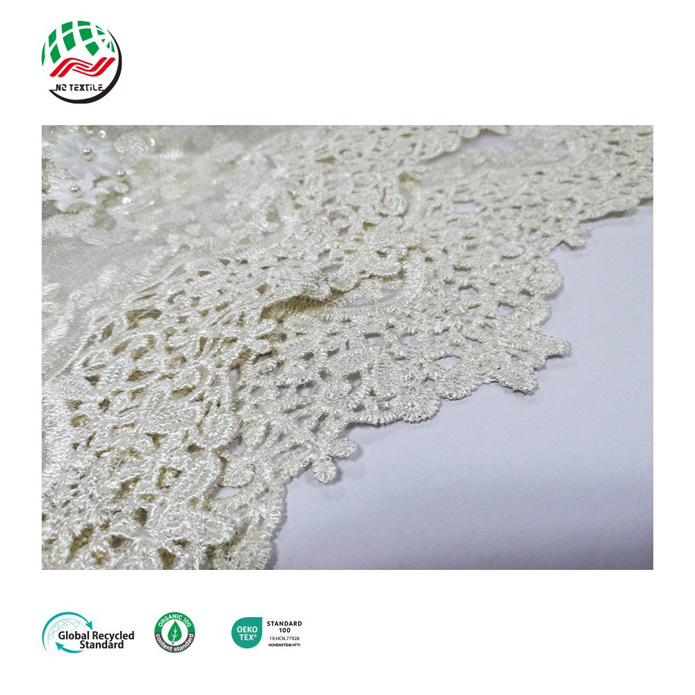3D Flower Luxury Embroidery Mesh Tulle Swiss Voile Lace Fabric for Wedding Party Dress Evening Dress