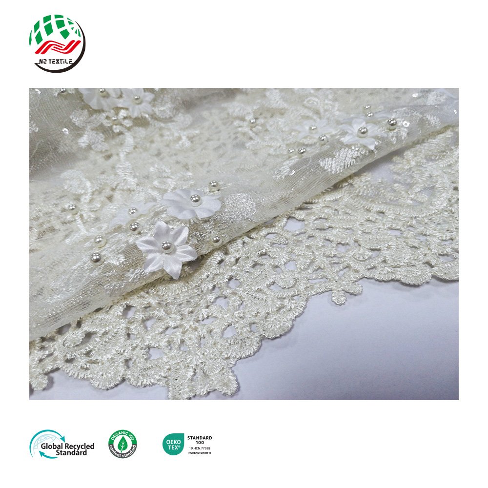 3D Flower Luxury Embroidery Mesh Tulle Swiss Voile Lace Fabric for Wedding Party Dress Evening Dress