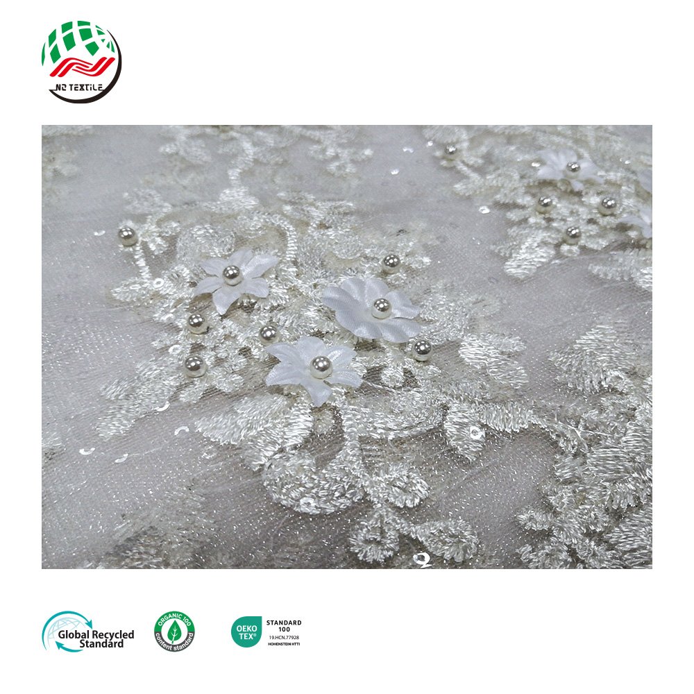 3D Flower Luxury Embroidery Mesh Tulle Swiss Voile Lace Fabric for Wedding Party Dress Evening Dress