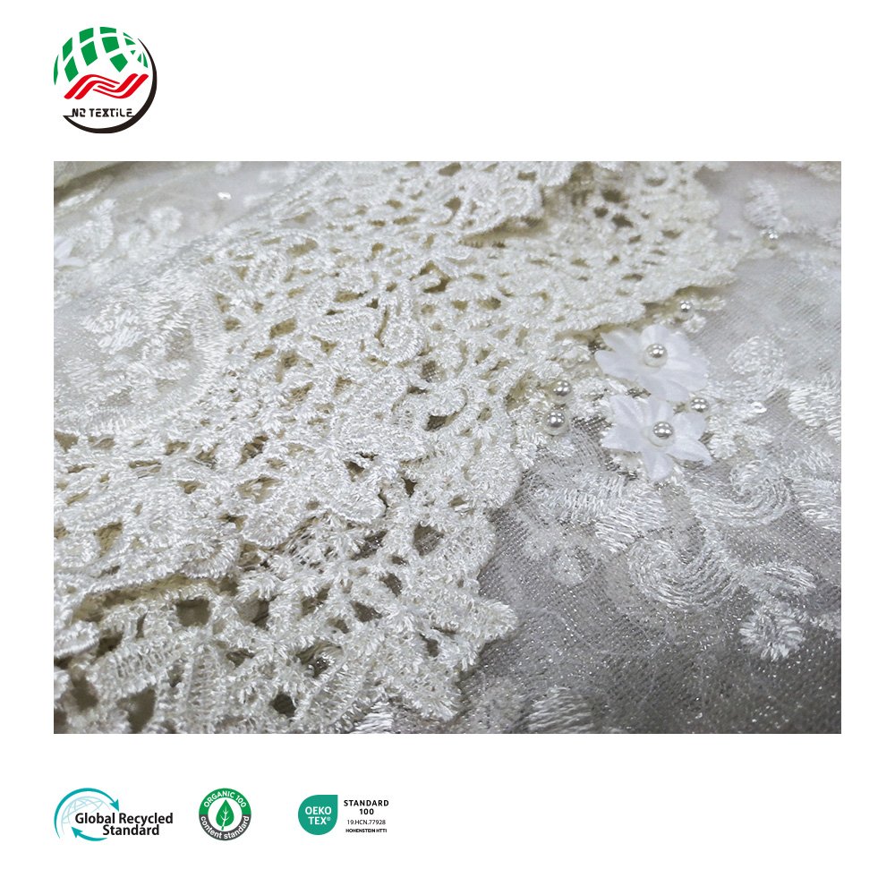 3D Flower Luxury Embroidery Mesh Tulle Swiss Voile Lace Fabric for Wedding Party Dress Evening Dress