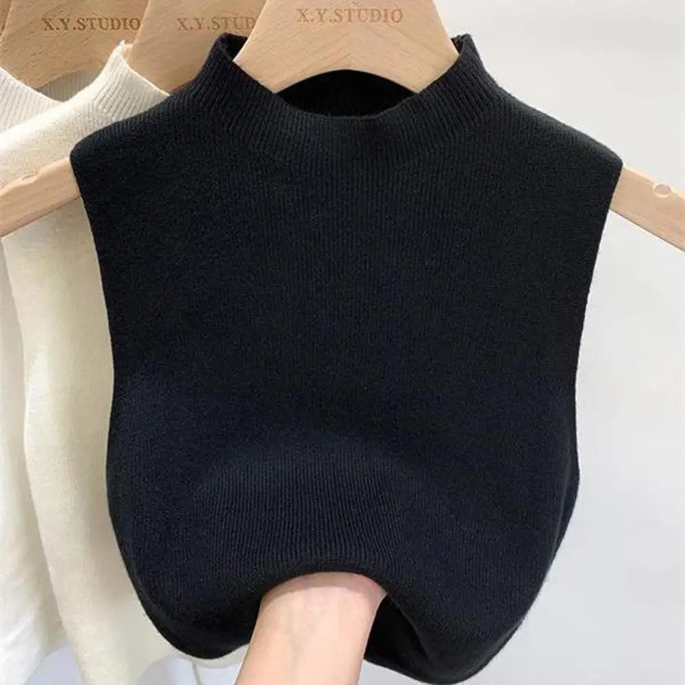 Summer Knitted Tank Tops women Crop Tops Girls Casual sport Vest Camisole Off Shoulder Green high Neck Ribbed women's Tank Top