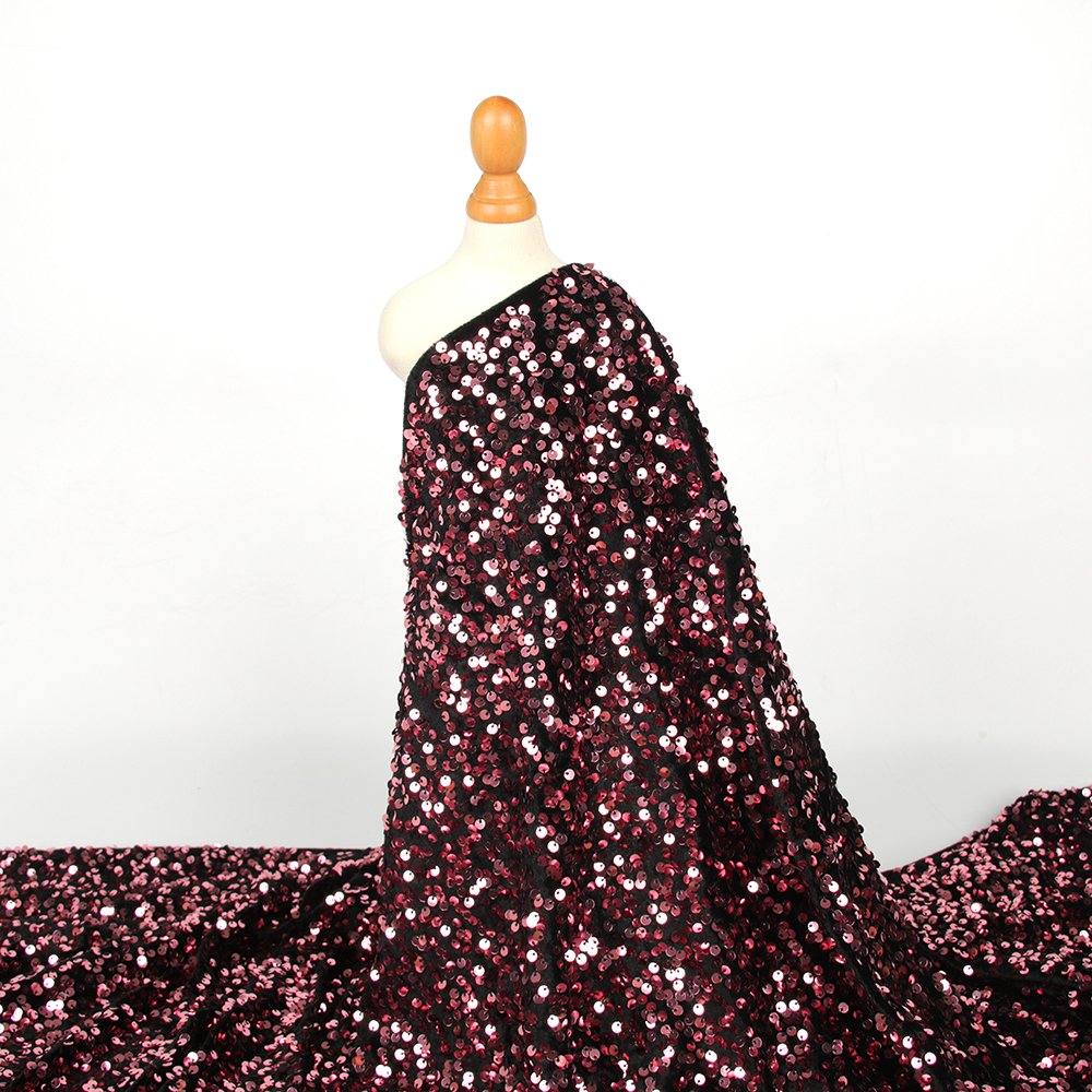 Special price Most Popular nylon sequin embroidery fabric velvet three-dimensional sequin embroidery for winter dresses material