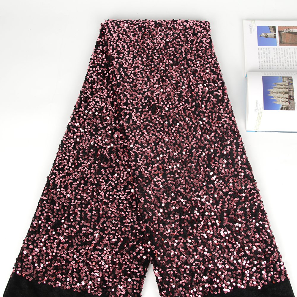Special price Most Popular nylon sequin embroidery fabric velvet three-dimensional sequin embroidery for winter dresses material