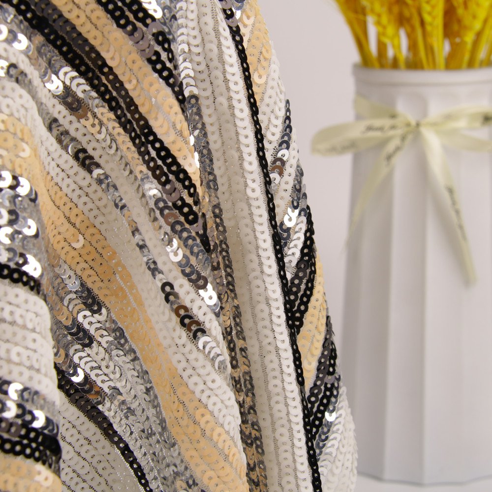 Luxury African Bridal Wedding Beads fabric, 7mm straight Sequin Mesh Embroidery Tulle Lace Fabric/