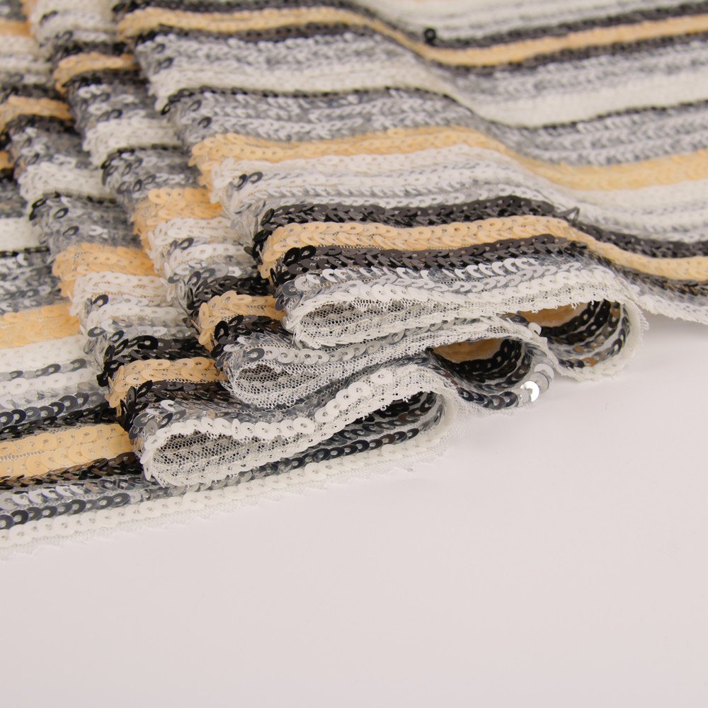 Luxury African Bridal Wedding Beads fabric, 7mm straight Sequin Mesh Embroidery Tulle Lace Fabric/