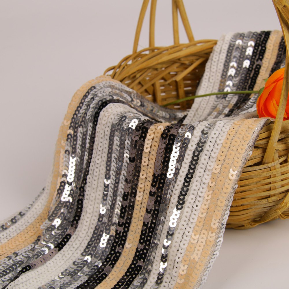 Luxury African Bridal Wedding Beads fabric, 7mm straight Sequin Mesh Embroidery Tulle Lace Fabric/