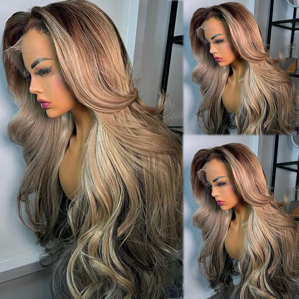 Blonde Highlight Lace Glueless Wigs Human Hair Natural Body Wave Wigs Pre Plucked Brazilian Virgin Hair Lace Front Wig For Women