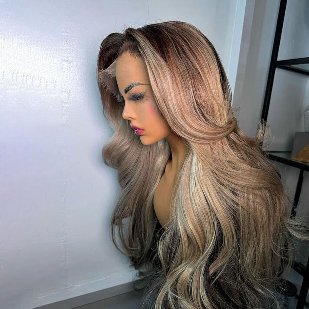 Blonde Highlight Lace Glueless Wigs Human Hair Natural Body Wave Wigs Pre Plucked Brazilian Virgin Hair Lace Front Wig For Women