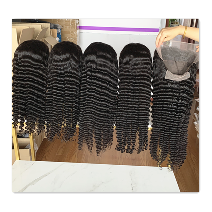 13x4 Transparent Lace Wig for American Black Women Deep Wave Lace Frontal Wigs 180% density