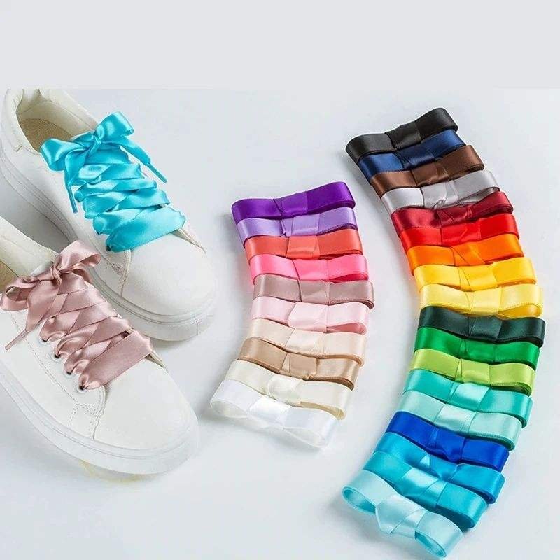 Factory wholesale cheap Silk Ribbon Shoelaces Custom length Shoe Laces for Sports shoes Flat Shoe Sneakers Decoration