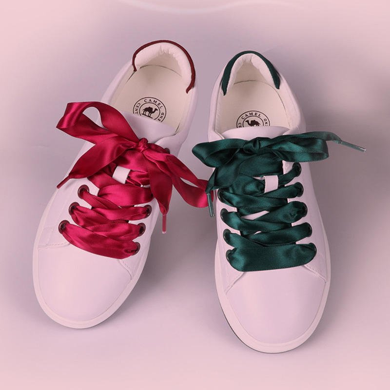 Factory wholesale cheap Silk Ribbon Shoelaces Custom length Shoe Laces for Sports shoes Flat Shoe Sneakers Decoration