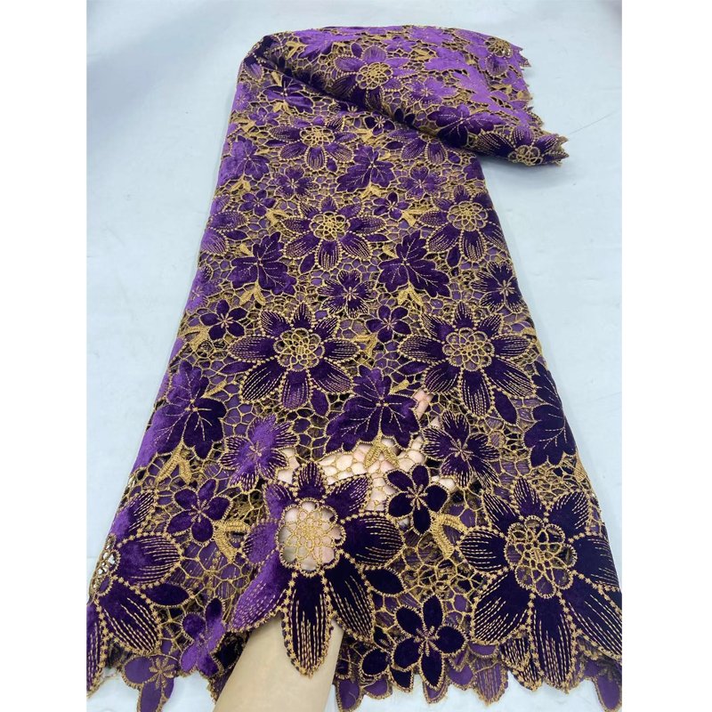 Wholesale luxury velvet guipure lace 5yards african velvet lace fabric fashion high quality velvet lace