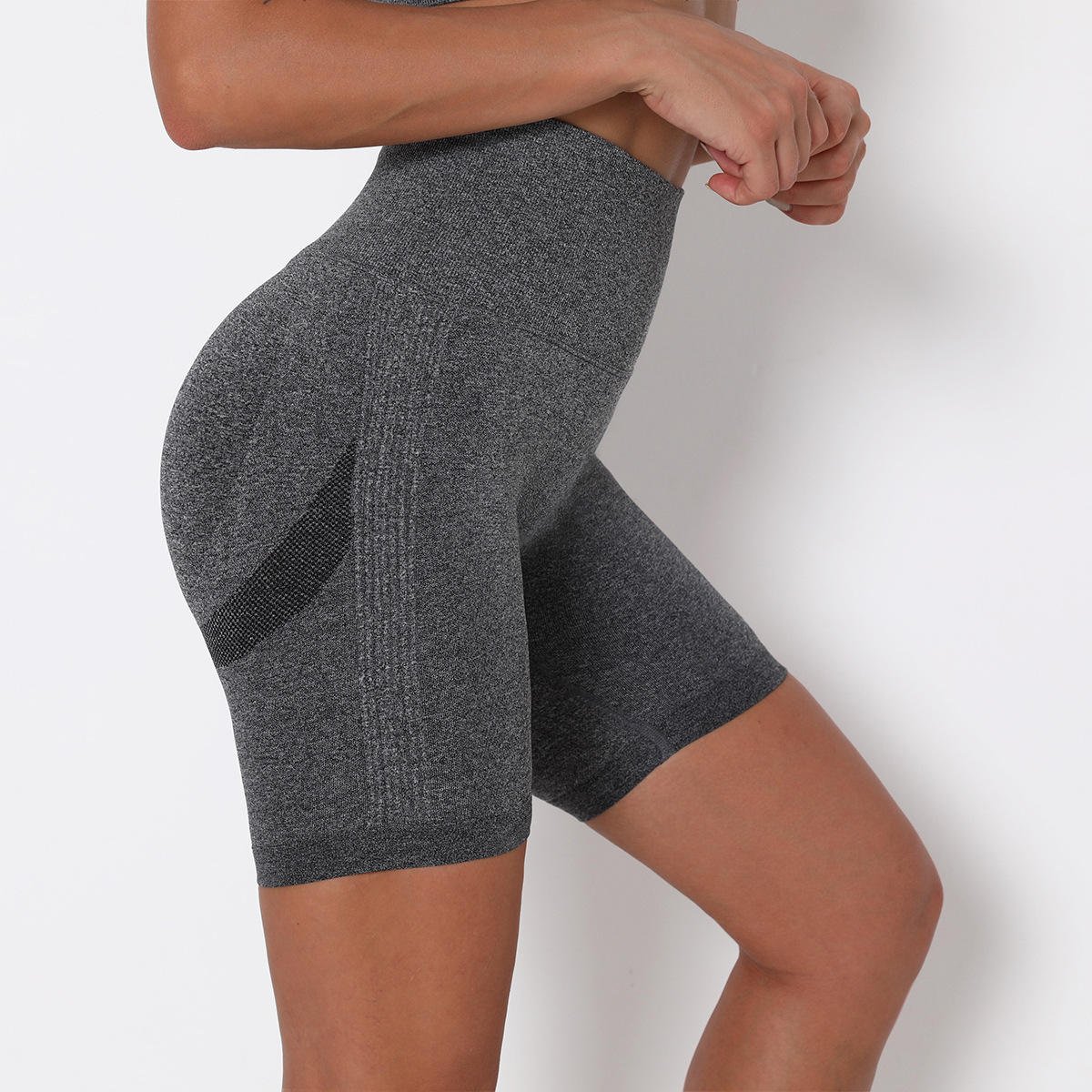 Custom Design Summer Women Running Yoga Leggings Short Gym Fitness High Waist Print Tights Rib-Knit Biker Shorts Women