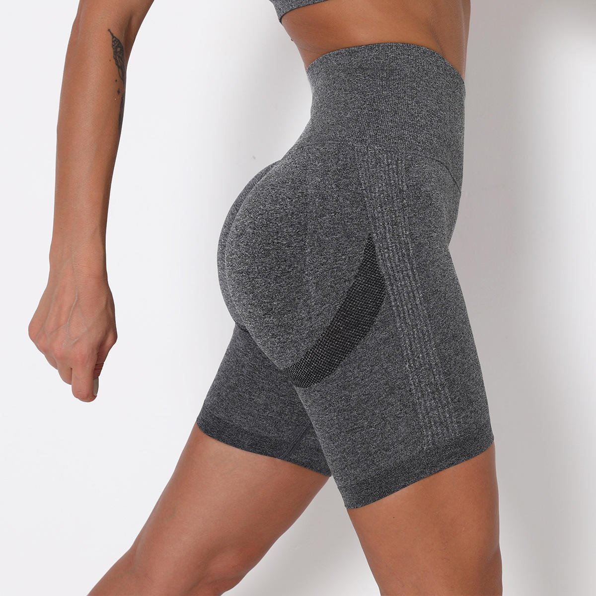 Custom Design Summer Women Running Yoga Leggings Short Gym Fitness High Waist Print Tights Rib-Knit Biker Shorts Women