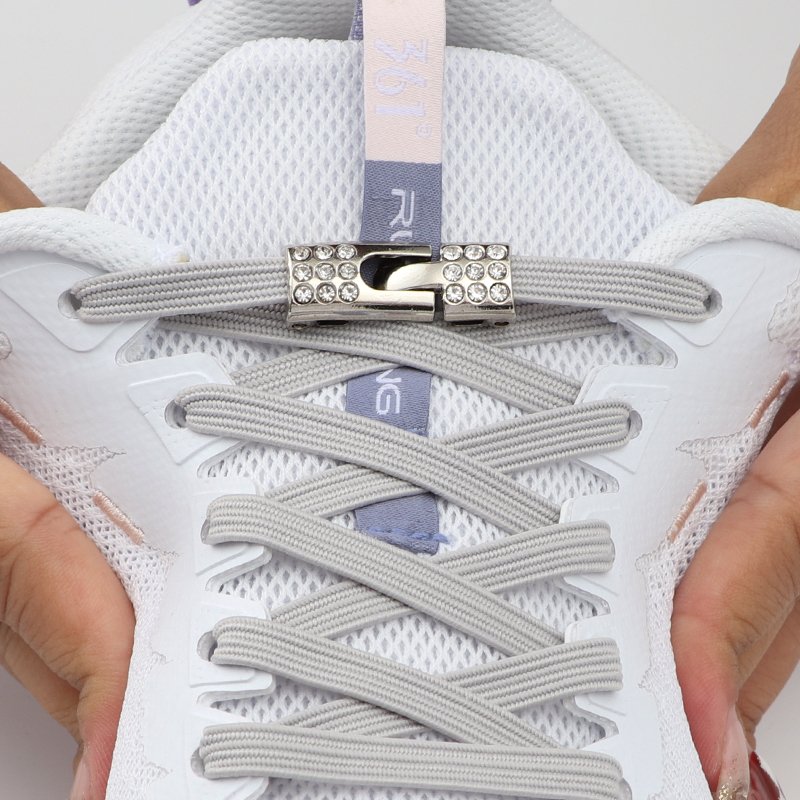 Fashion Flat Shoelaces Without Ties Elastic Shoe Laces For Sneakers Diamond Cross Metal Locks Lazy Shoes Lace Accessories