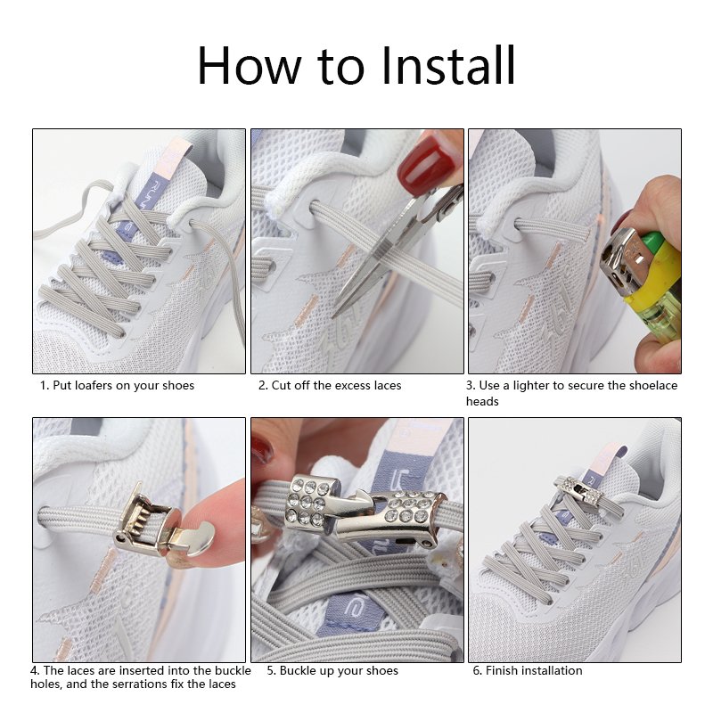 Fashion Flat Shoelaces Without Ties Elastic Shoe Laces For Sneakers Diamond Cross Metal Locks Lazy Shoes Lace Accessories