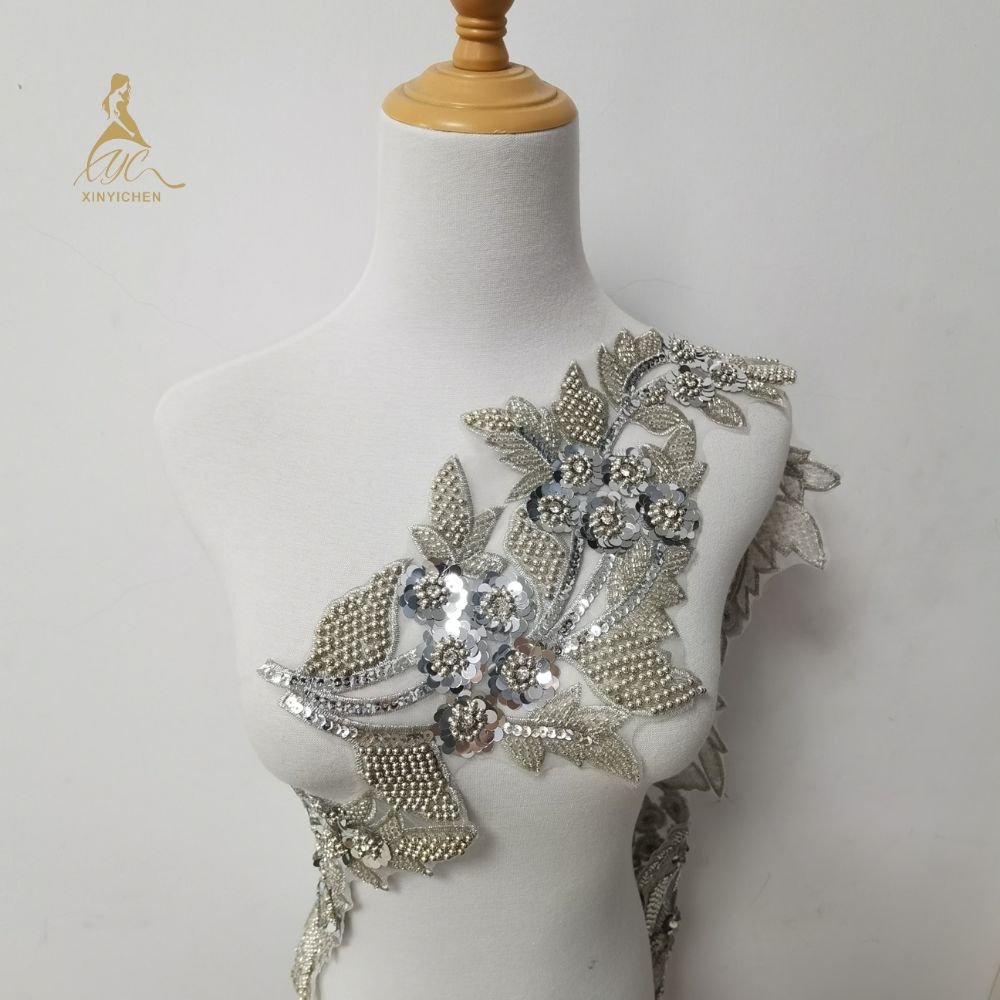 rich colors 3d flower Embroidery lace bead sequin handmade diamond laces fabrics for women