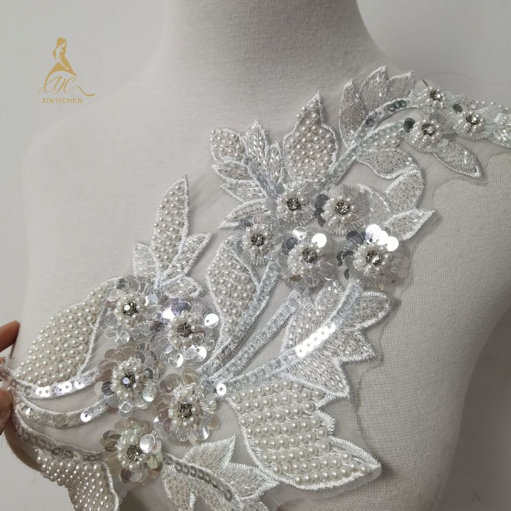 rich colors 3d flower Embroidery lace bead sequin handmade diamond laces fabrics for women