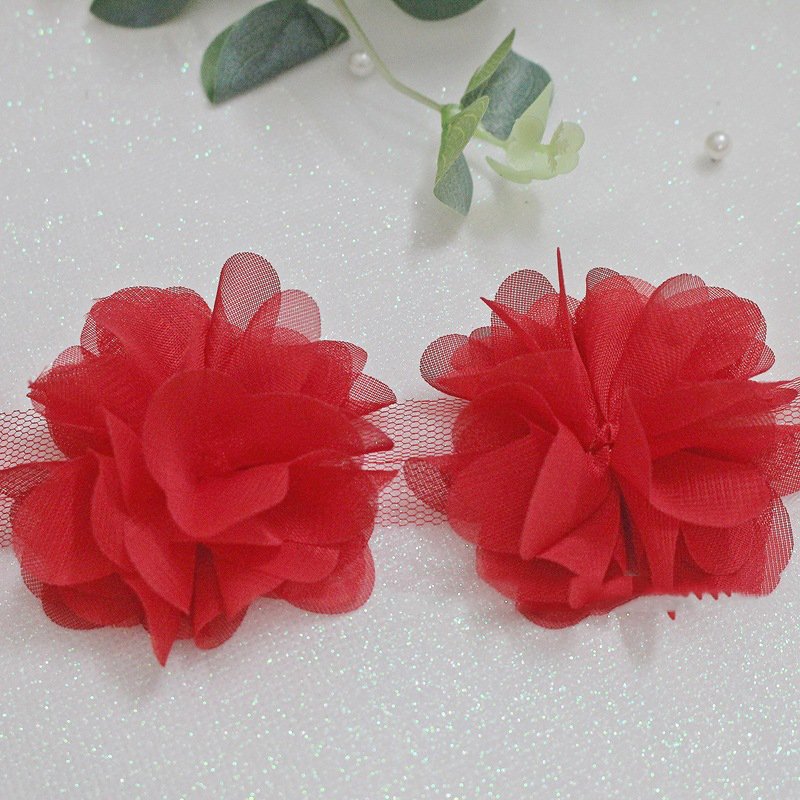 Factory sales 8cm8 leaves 3d chiffon flowers handmade clothing accessories lace trim
