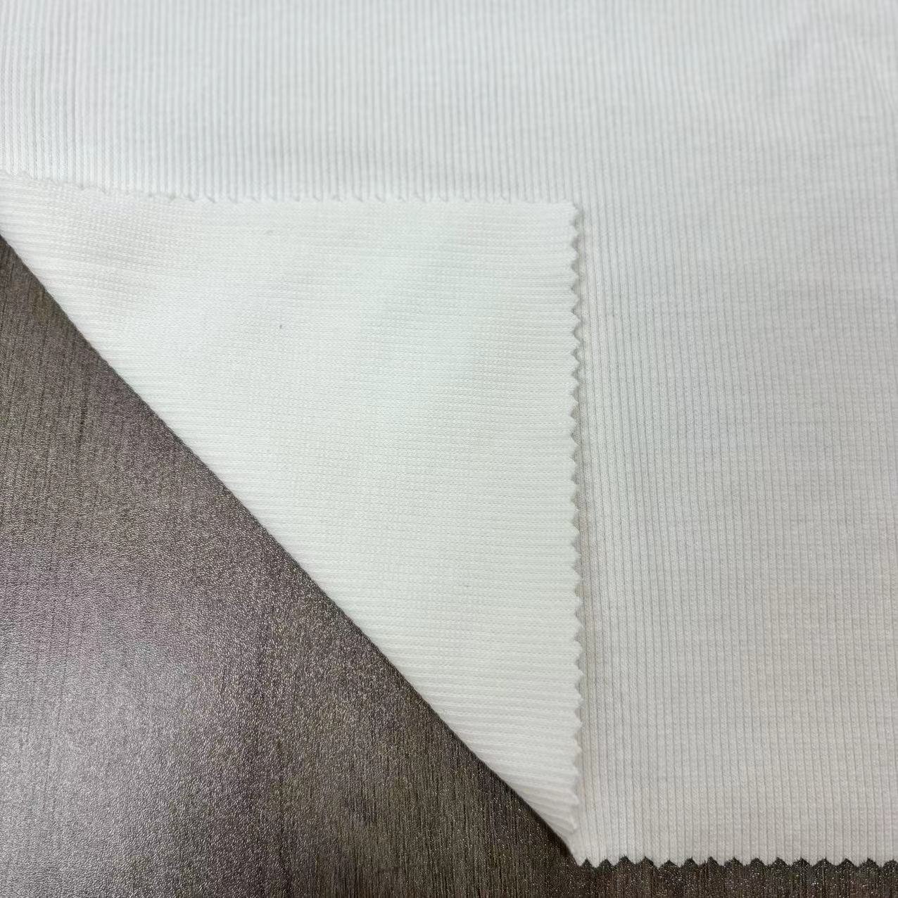 Cotton Spandex 2x2 Rib Solid Knitted Fabric Dyed Plain Style T-shirts Skirts Dresses Sportswear Suits-1088 Weft Kitted Type Free
