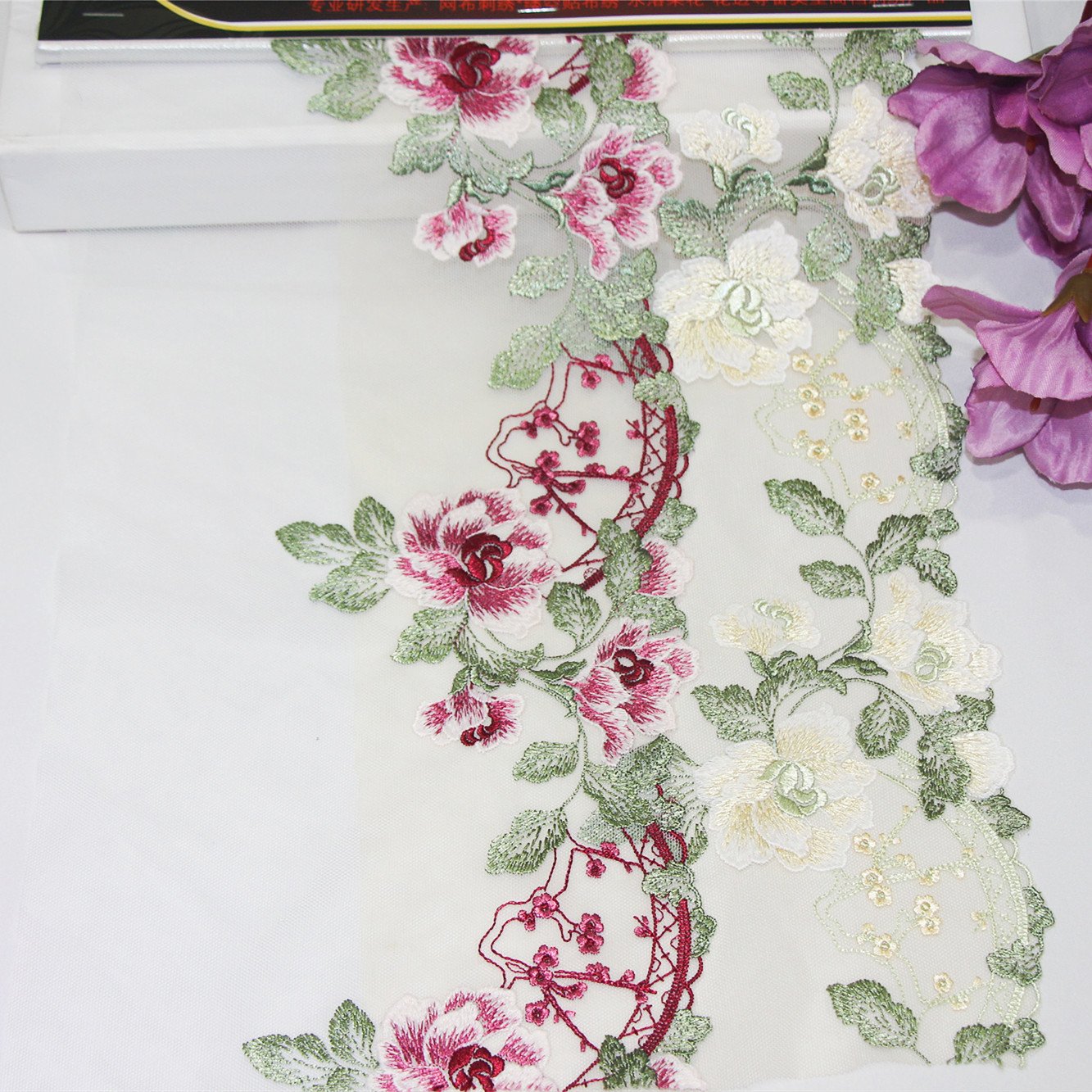 Delicate Colorful Flowers Tulle Embroidery Lace Mesh Lace Fabric For Women Dress Garment Underwear