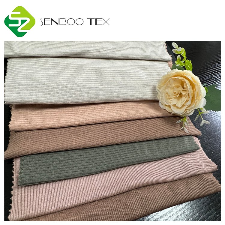 Light weight Customized Color 2*2 ribbed 100% organic Ribbed bamboo fabric for luxurious hijabs/scarves oeko-tex 100 certificate