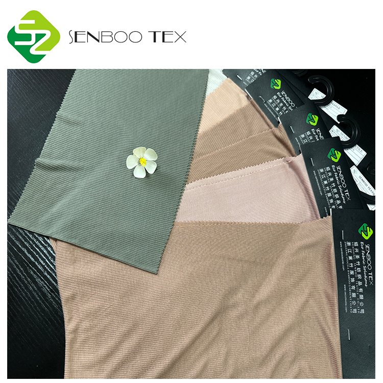 Light weight Customized Color 2*2 ribbed 100% organic Ribbed bamboo fabric for luxurious hijabs/scarves oeko-tex 100 certificate