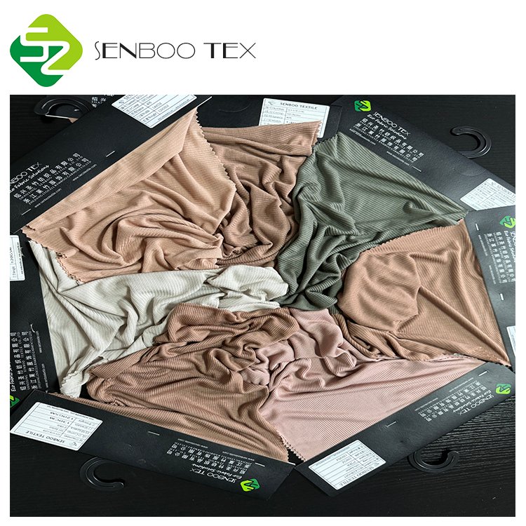 Light weight Customized Color 2*2 ribbed 100% organic Ribbed bamboo fabric for luxurious hijabs/scarves oeko-tex 100 certificate