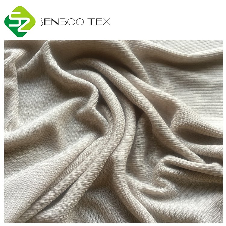 Light weight Customized Color 2*2 ribbed 100% organic Ribbed bamboo fabric for luxurious hijabs/scarves oeko-tex 100 certificate
