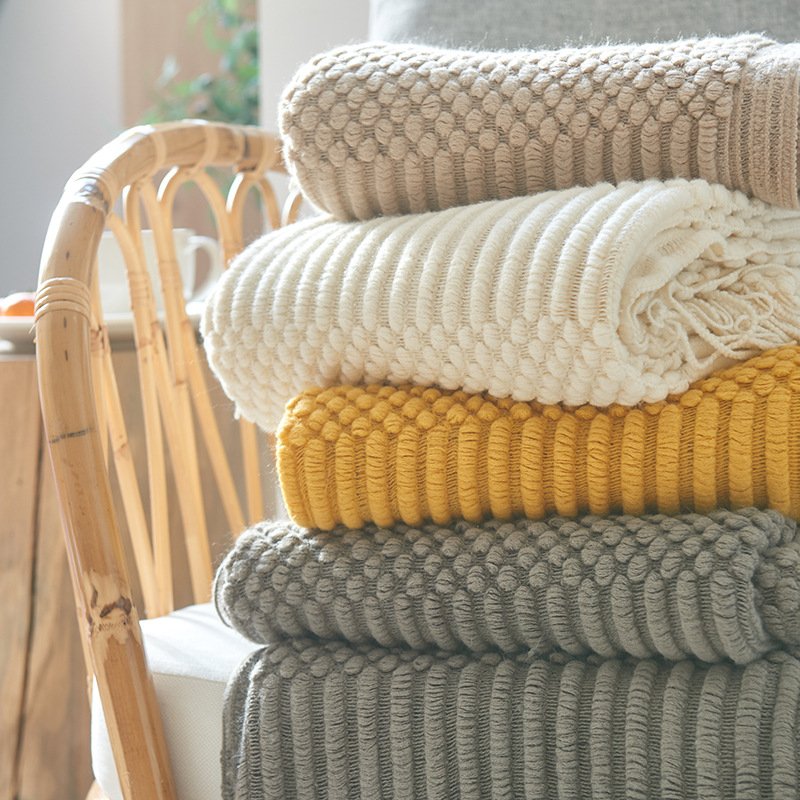 Wholesale custom knit baby blanket weave blanket large cotton knit blanket