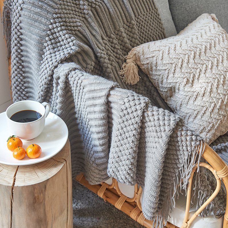 Wholesale custom knit baby blanket weave blanket large cotton knit blanket