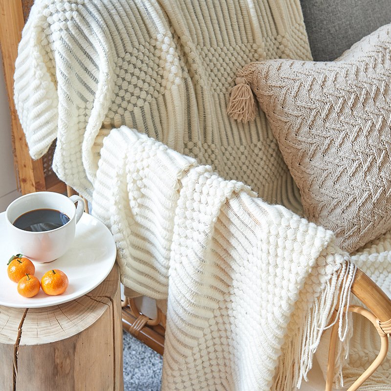 Wholesale custom knit baby blanket weave blanket large cotton knit blanket