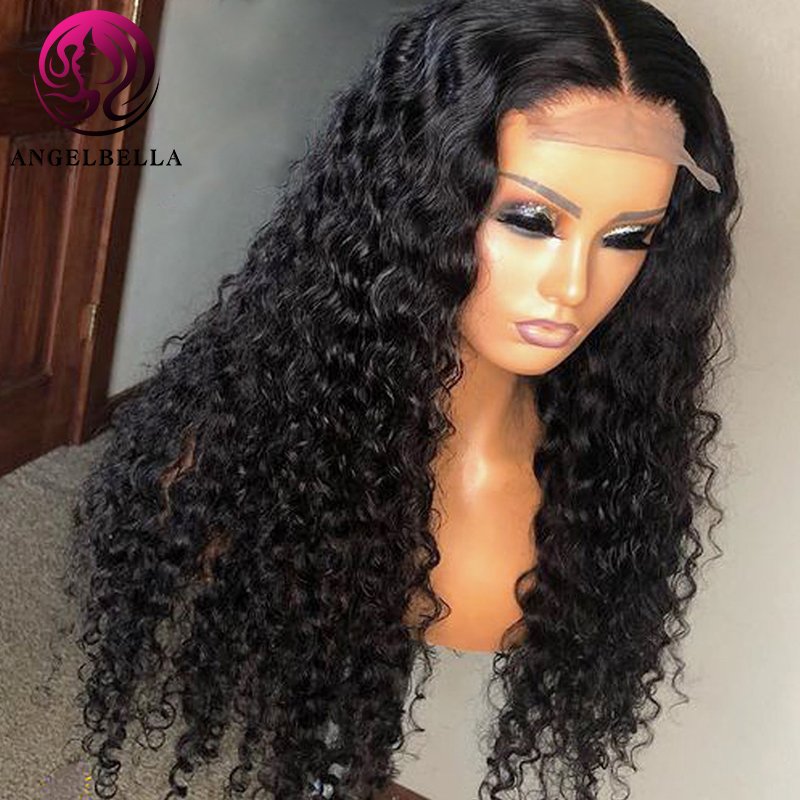Preplucked closure human hair lace wig mink lace closure wigs 4x4 human hair long curly closure wig