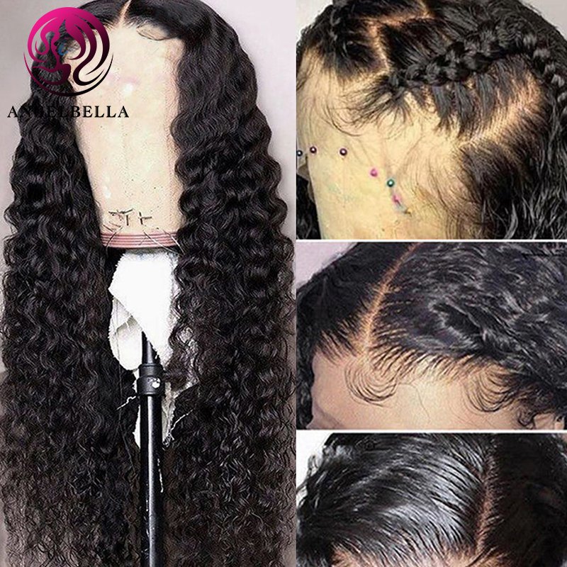 Preplucked closure human hair lace wig mink lace closure wigs 4x4 human hair long curly closure wig