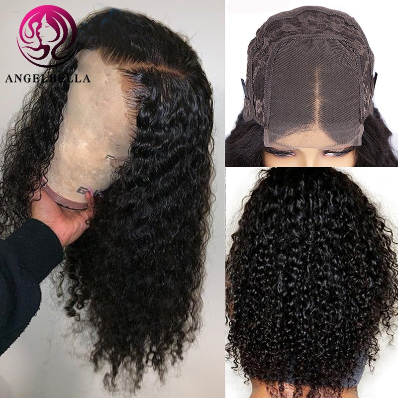 Preplucked closure human hair lace wig mink lace closure wigs 4x4 human hair long curly closure wig