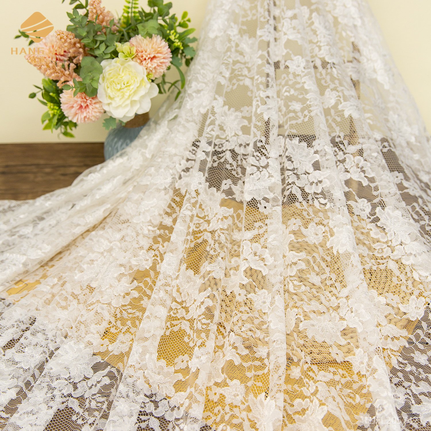 3d Embroidery floral French lace fabric Custom Lace Fabric For tutu dress Bridal Veils Wedding Dress