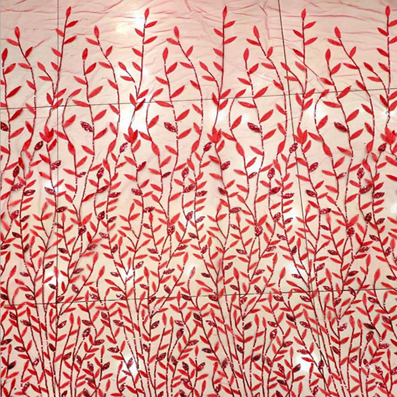 Leaf Mesh Embroidery Fabric Clothing and Wedding Accessories New High-quality Multi-color Sequin Dress Tulle Lace Sustainable