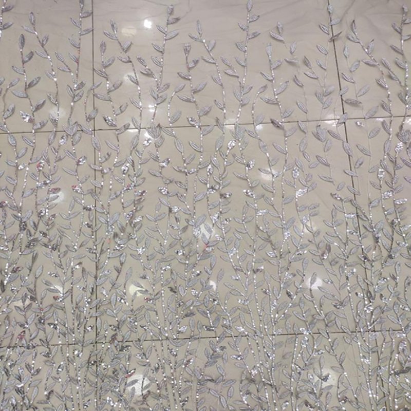 Leaf Mesh Embroidery Fabric Clothing and Wedding Accessories New High-quality Multi-color Sequin Dress Tulle Lace Sustainable