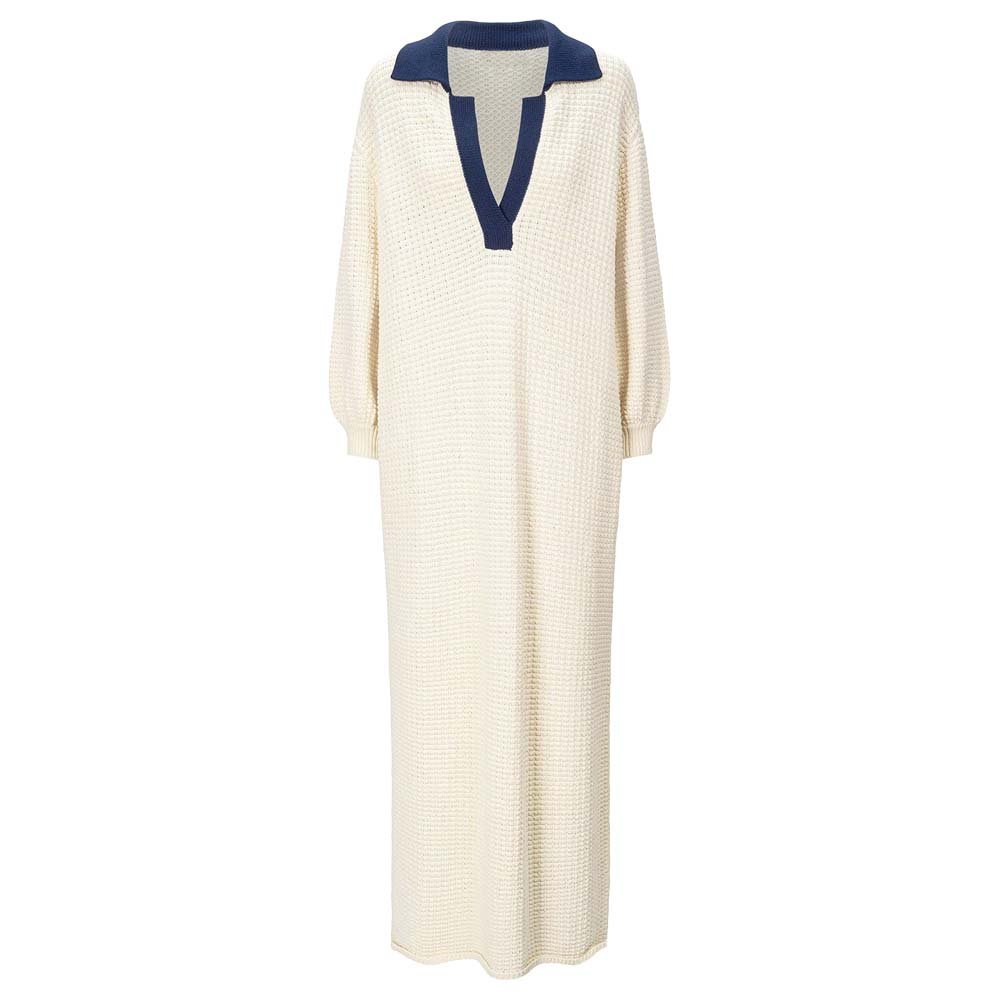 Knitwear Manufacturer Custom Autumn Winter chunky cotton waffle knit fabric features a long sleeve polo collar sweater dress