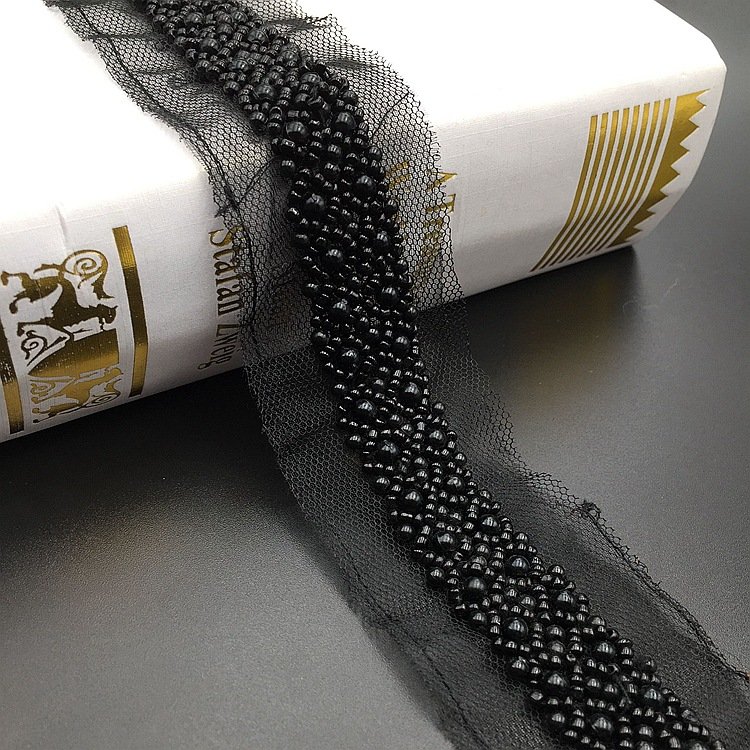 Garment Accessories Belt White Mesh Fabric Ribbon Lace Bead Lace Pearl Beaded Lace Fabric Braid Pearl Trim