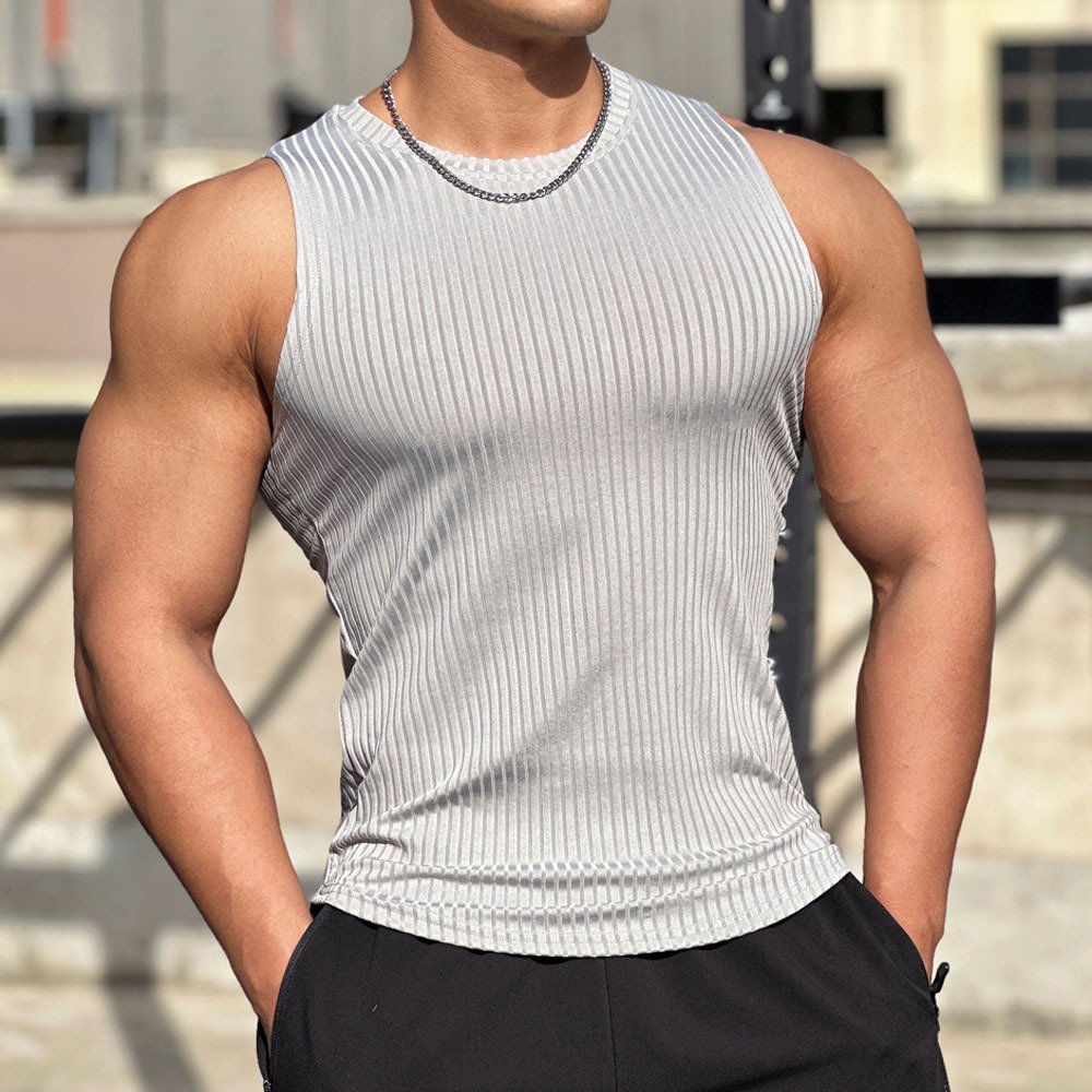 TT5030 Tank Top Manufacturer Custom Solid Color Quick Dry Elastic Ribbed Tank Top Plus Size Men's Vests