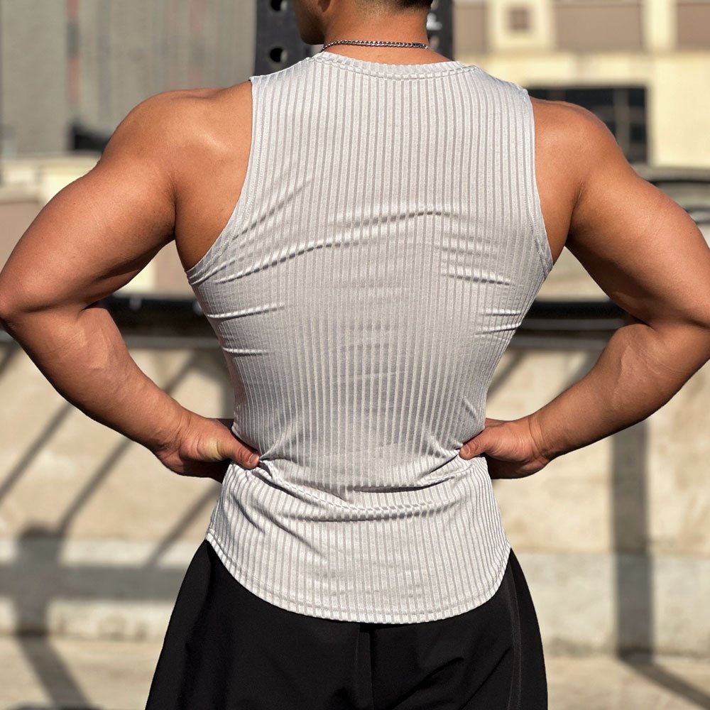 TT5030 Tank Top Manufacturer Custom Solid Color Quick Dry Elastic Ribbed Tank Top Plus Size Men's Vests