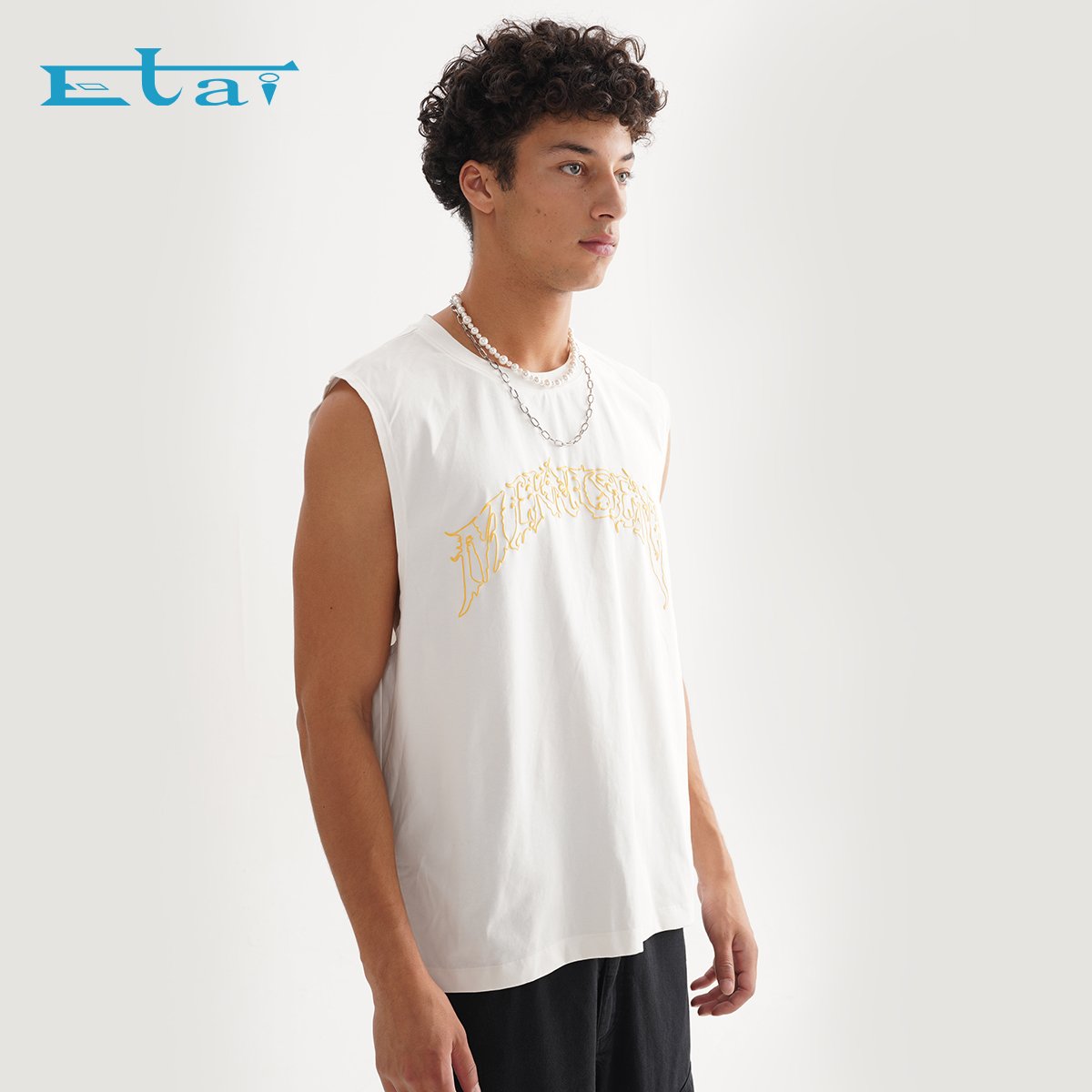 casual streetwear clothes men tank top puff print loose vest custom clothing logo t-shirt for men