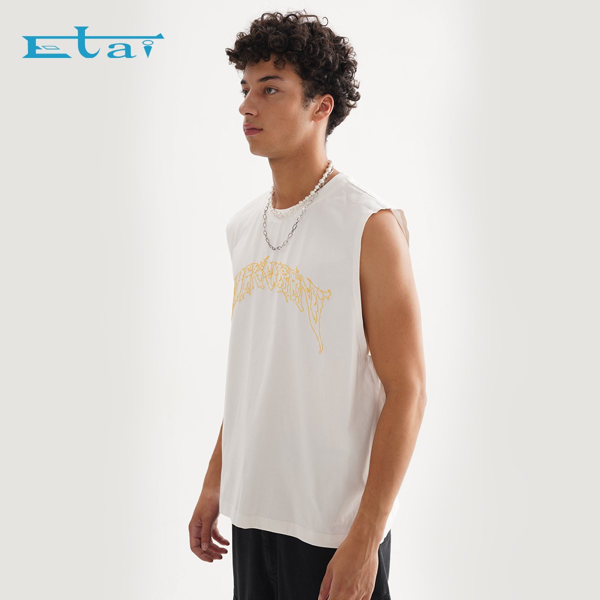 casual streetwear clothes men tank top puff print loose vest custom clothing logo t-shirt for men
