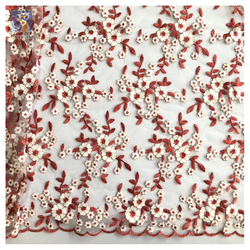 Multi-Color Embroidered Floral Fabric Mesh Embroidery Dress Lace Fabric Wholesale Stage Clothing Dress Fabric